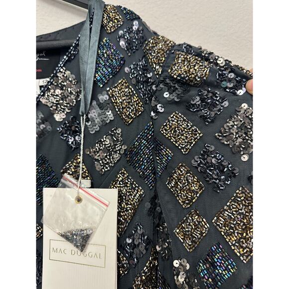 Mac Duggal Womens Evening Dress Size 12 Geometric Heavily Beaded 5472 $598 - Picture 6 of 11